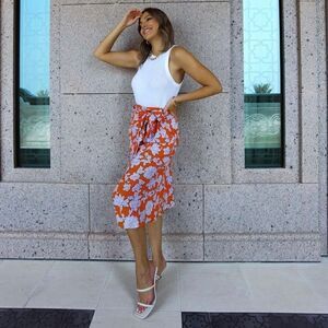 Zara PRINTED SKIRT WITH KNOT